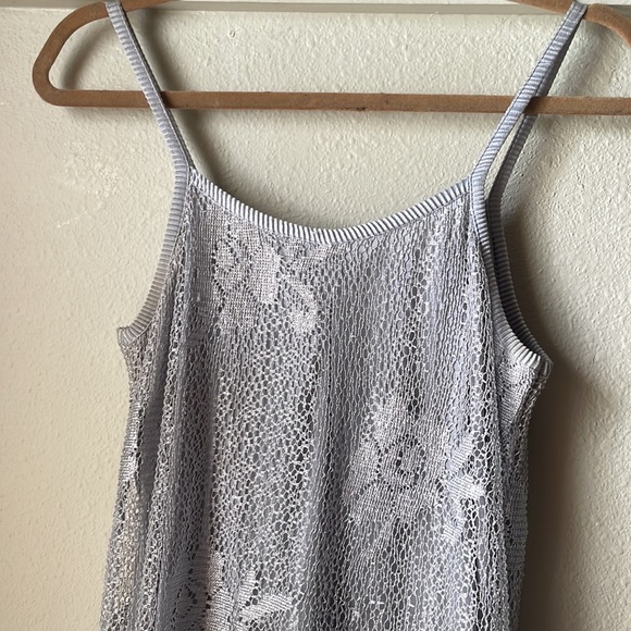 Vintage lace mini silver dress  with lining! - Picture 6 of 8